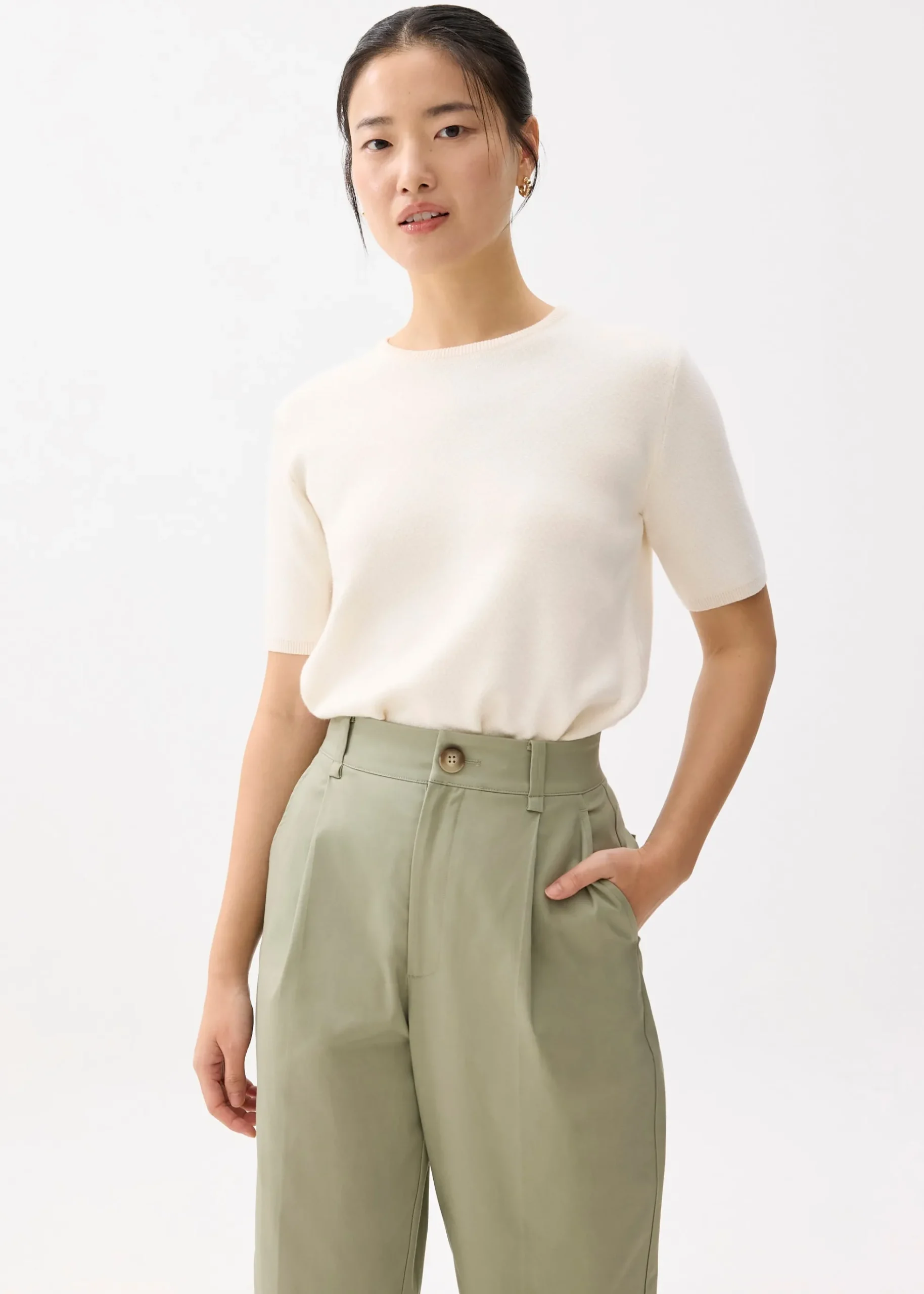 Striped Relaxed Knit Round Neck Tee