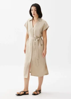 Suri Classic Linen Belted Shirt Dress