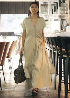 Suri Classic Linen Belted Shirt Dress