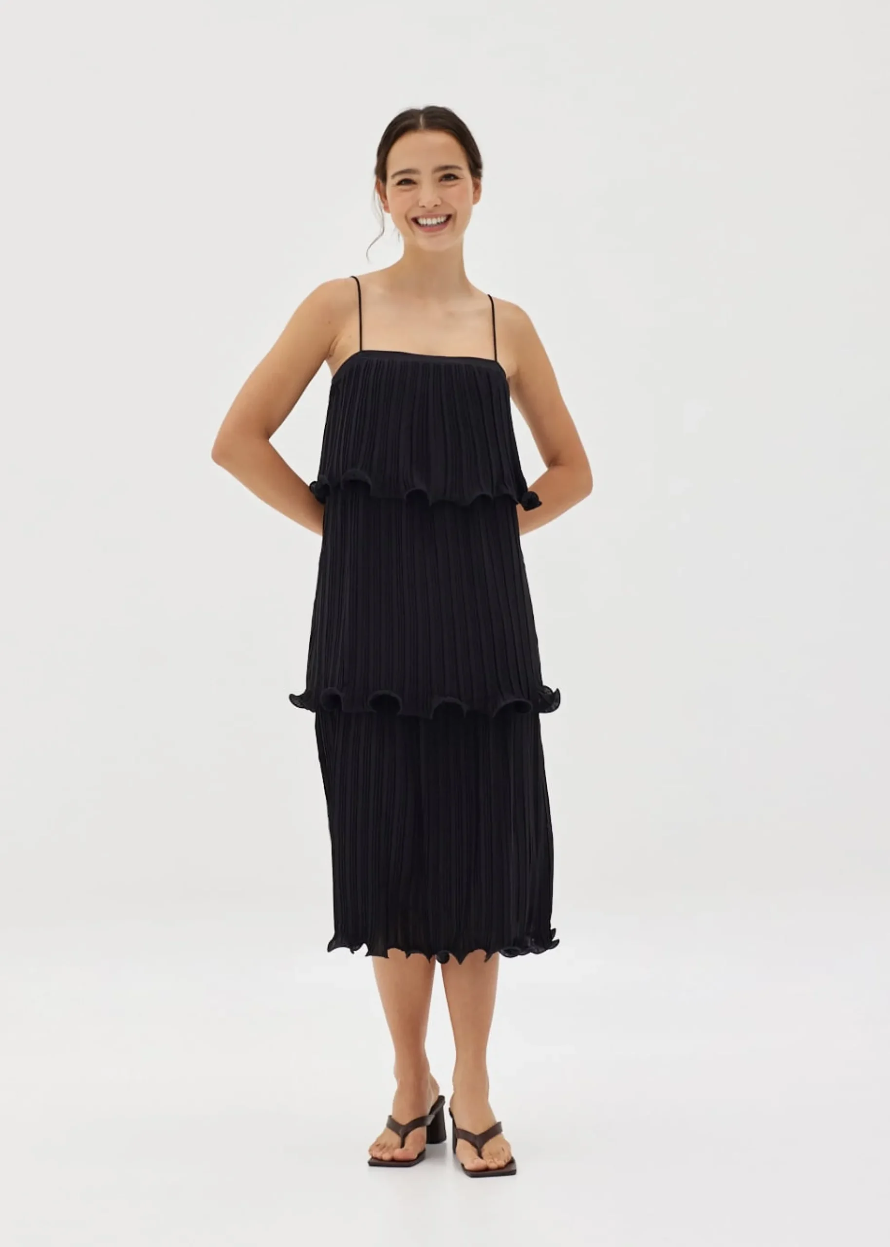 Taela Pleated Tiered Dress