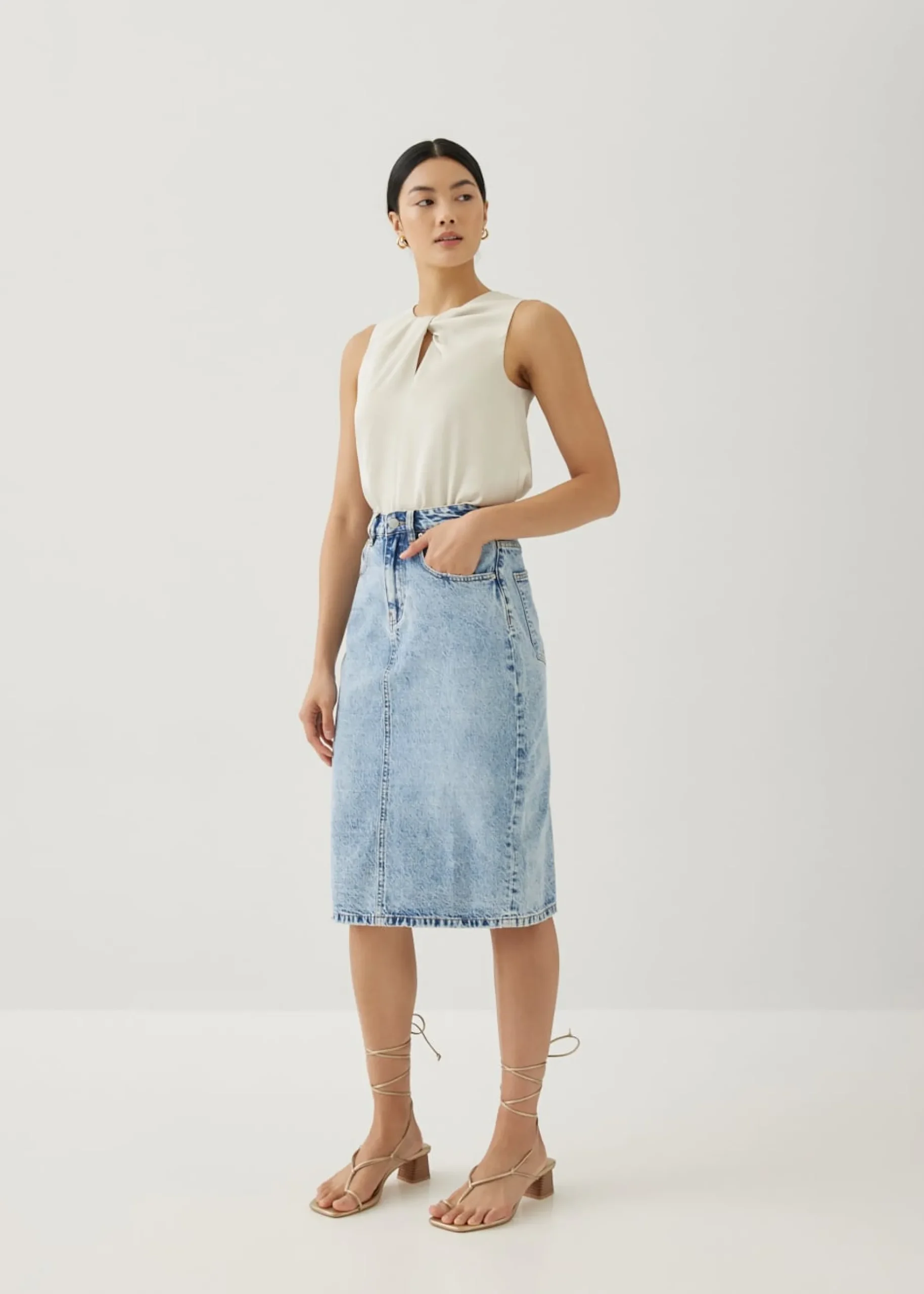 Tahli Satin Front Twist Shell Top