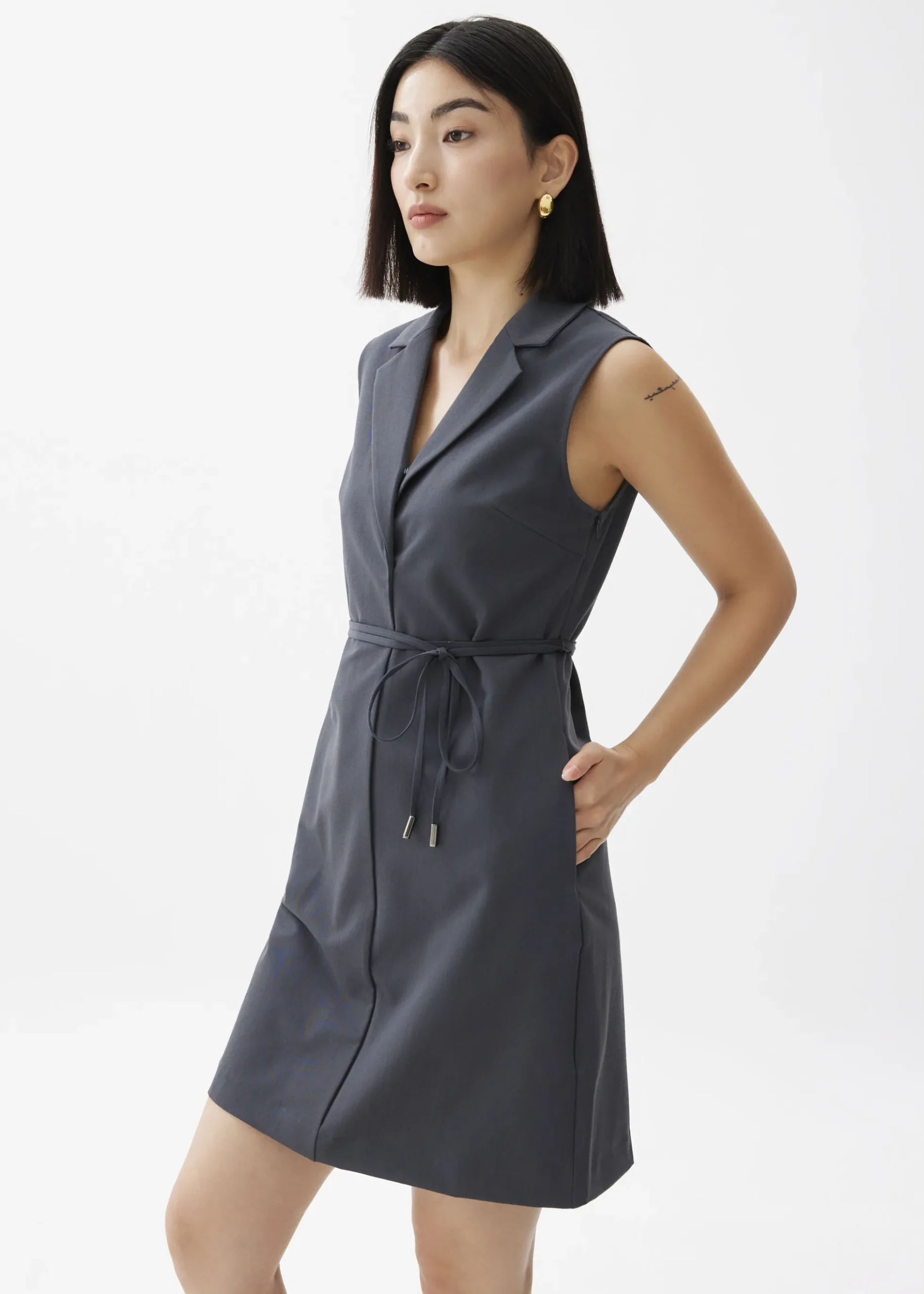 Tailored Collared Column Mini Dress