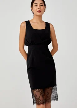 Tamika Back Slit Lace Trim Dress