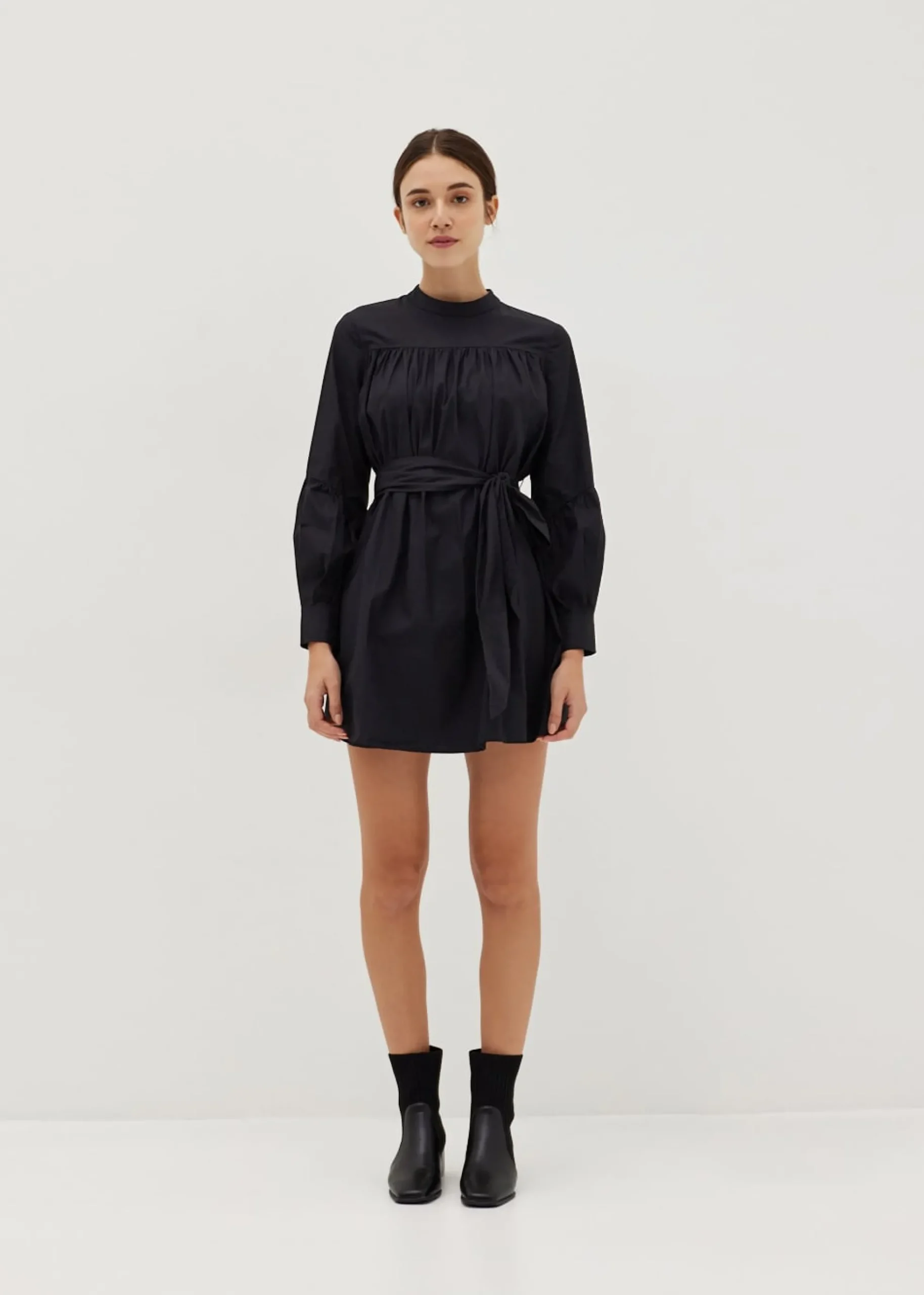 Tanisha Blouson Sleeve Ruched Babydoll Dress