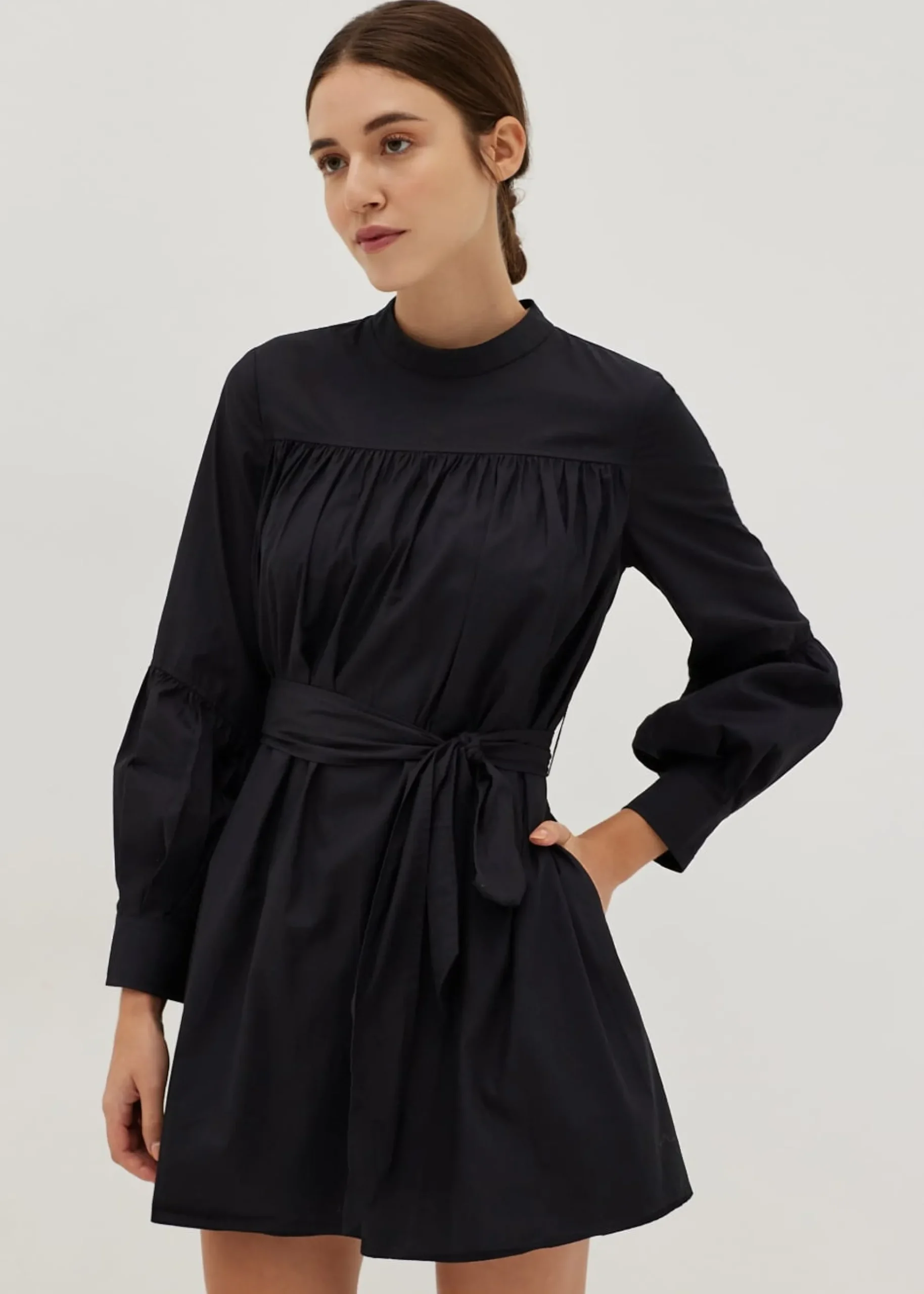 Tanisha Blouson Sleeve Ruched Babydoll Dress
