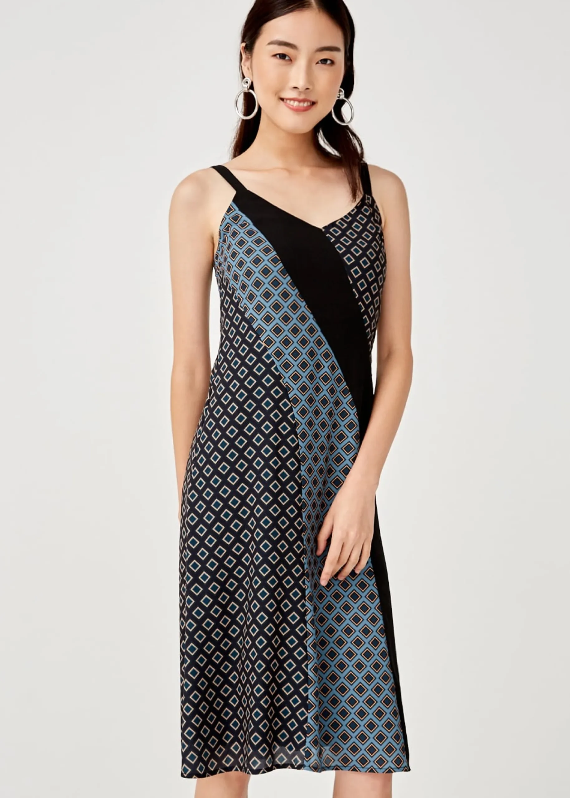 Tansy Mixed Print Midi Dress in Moroccan Reverie