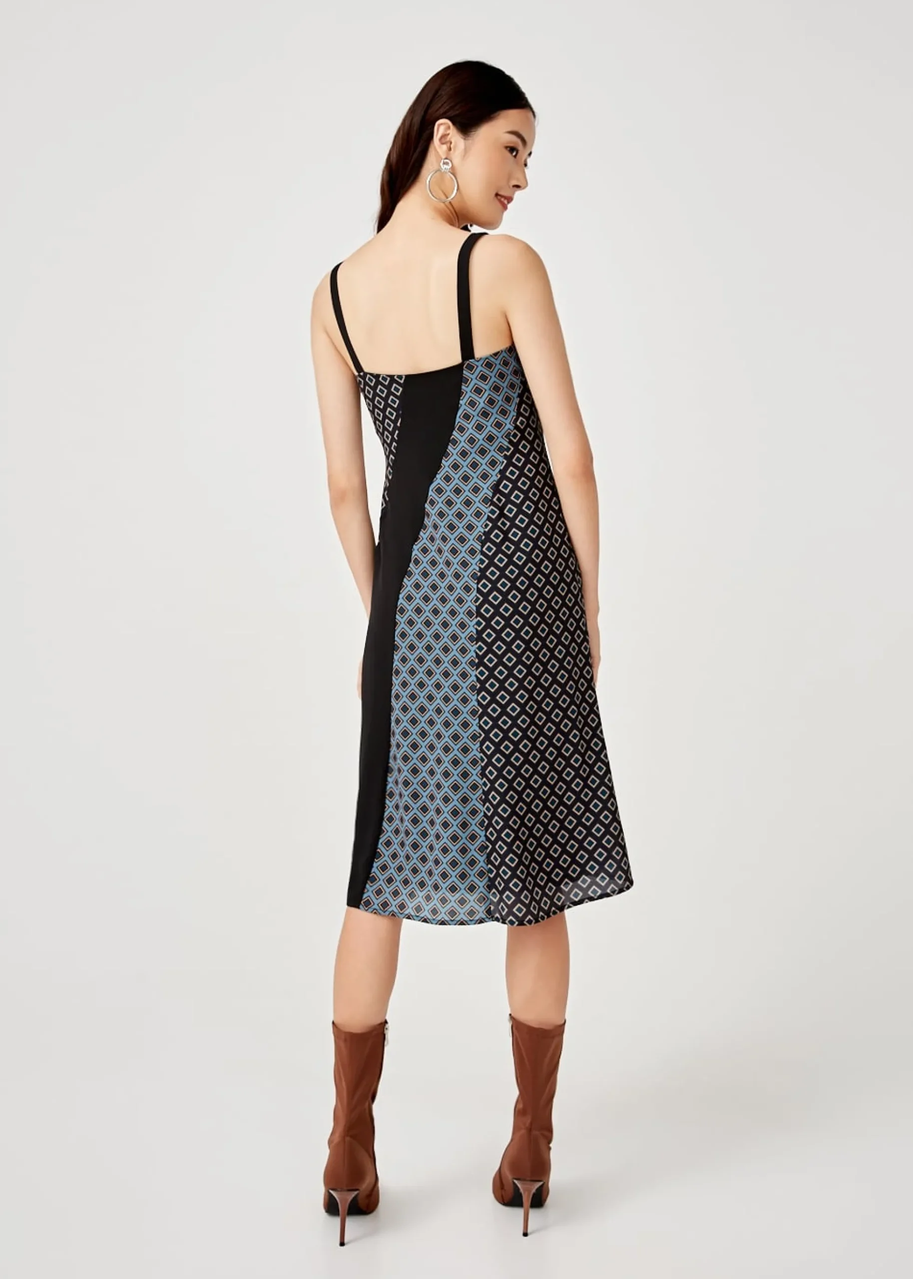 Tansy Mixed Print Midi Dress in Moroccan Reverie