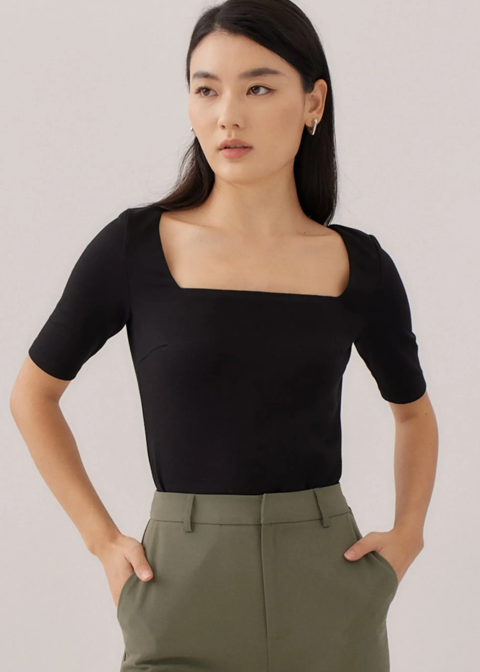Tegan Fitted Square Neck Top