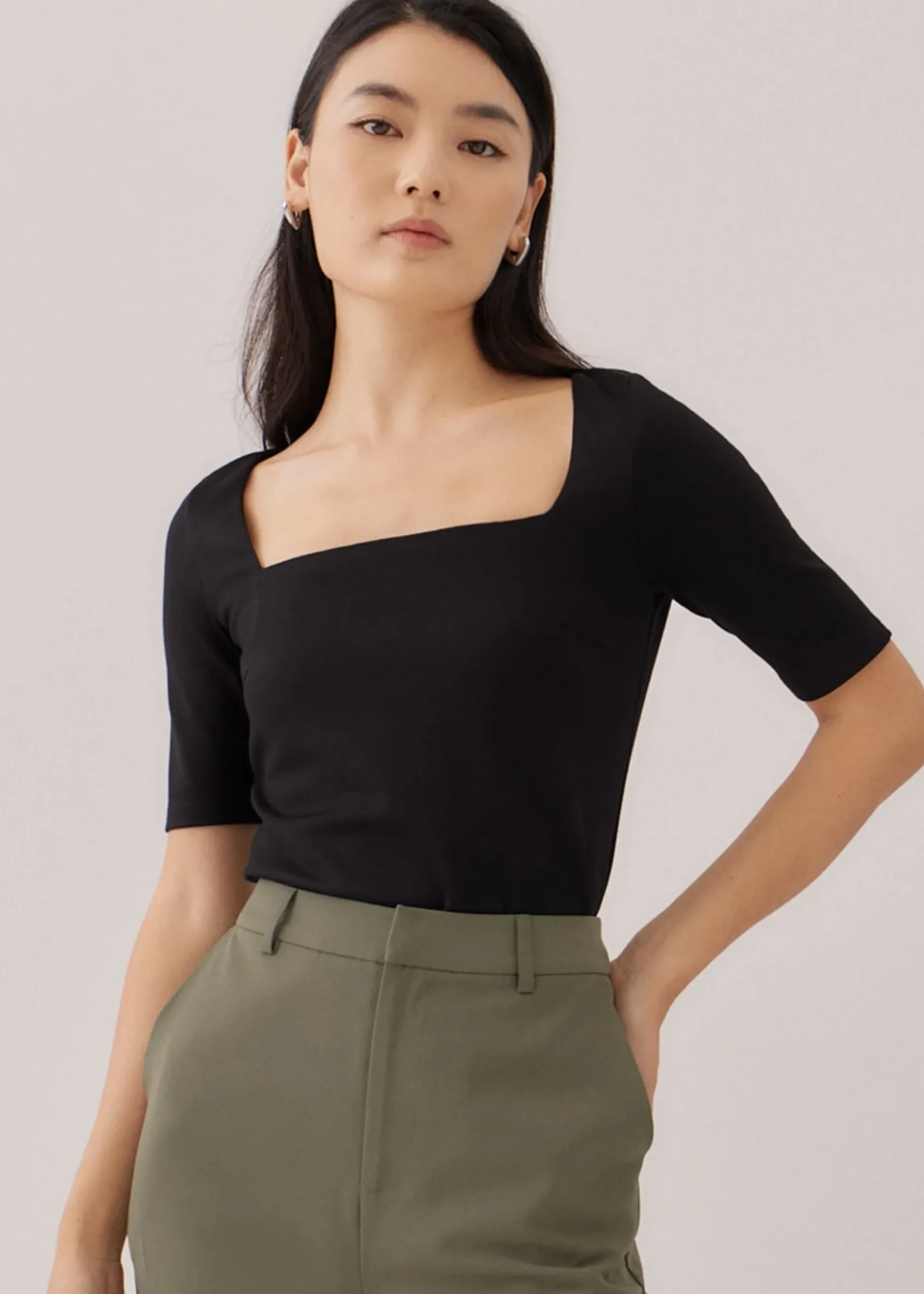 Tegan Fitted Square Neck Top