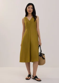 Tencel V-neck Fit & Flare Midi Dress
