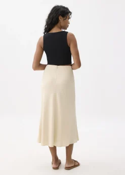Textured High Waist Bias Cut Skirt