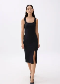 Textured Square Neck Bodycon Dress