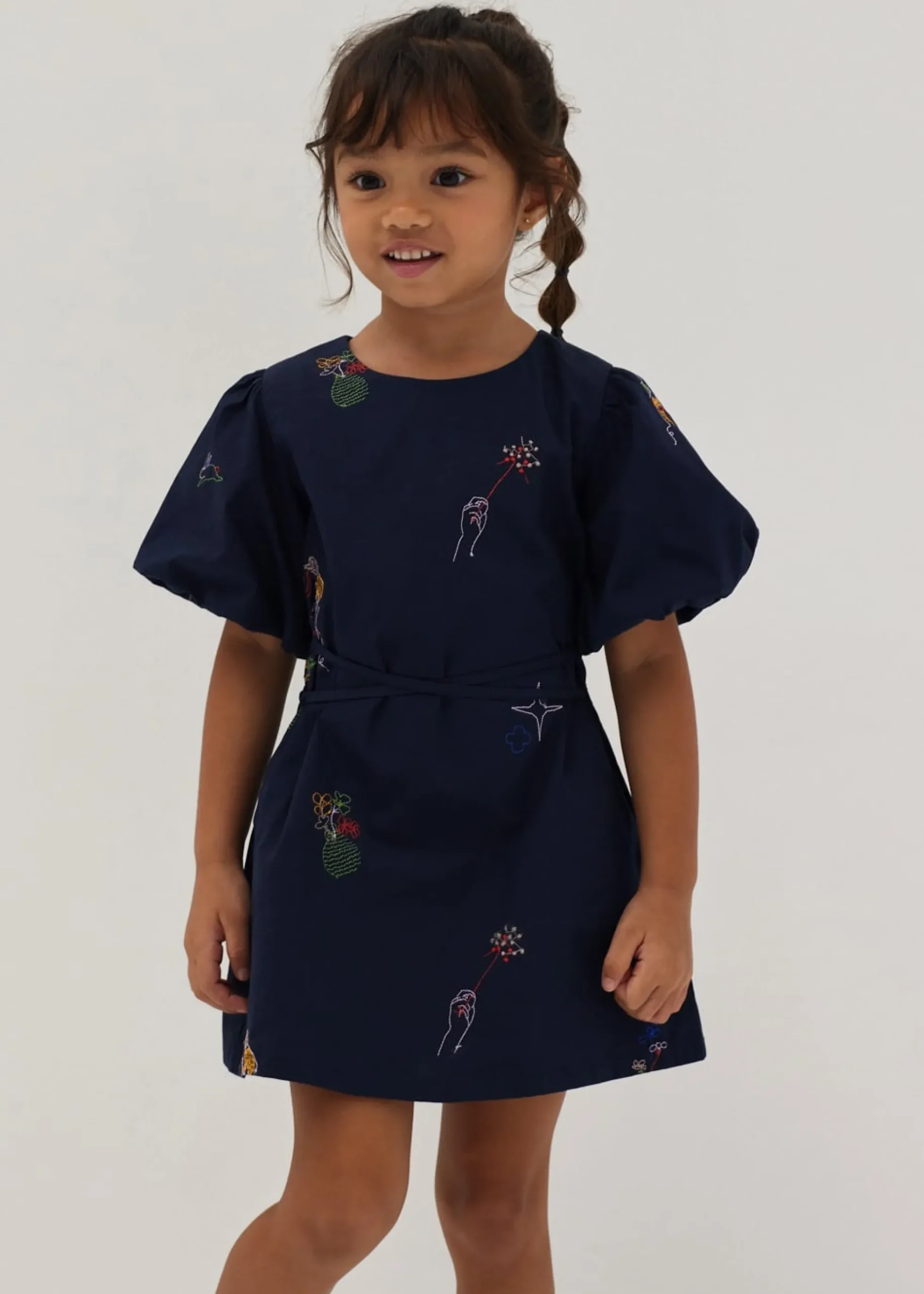 Tiana Embroidered Shift Dress in Humble Abode