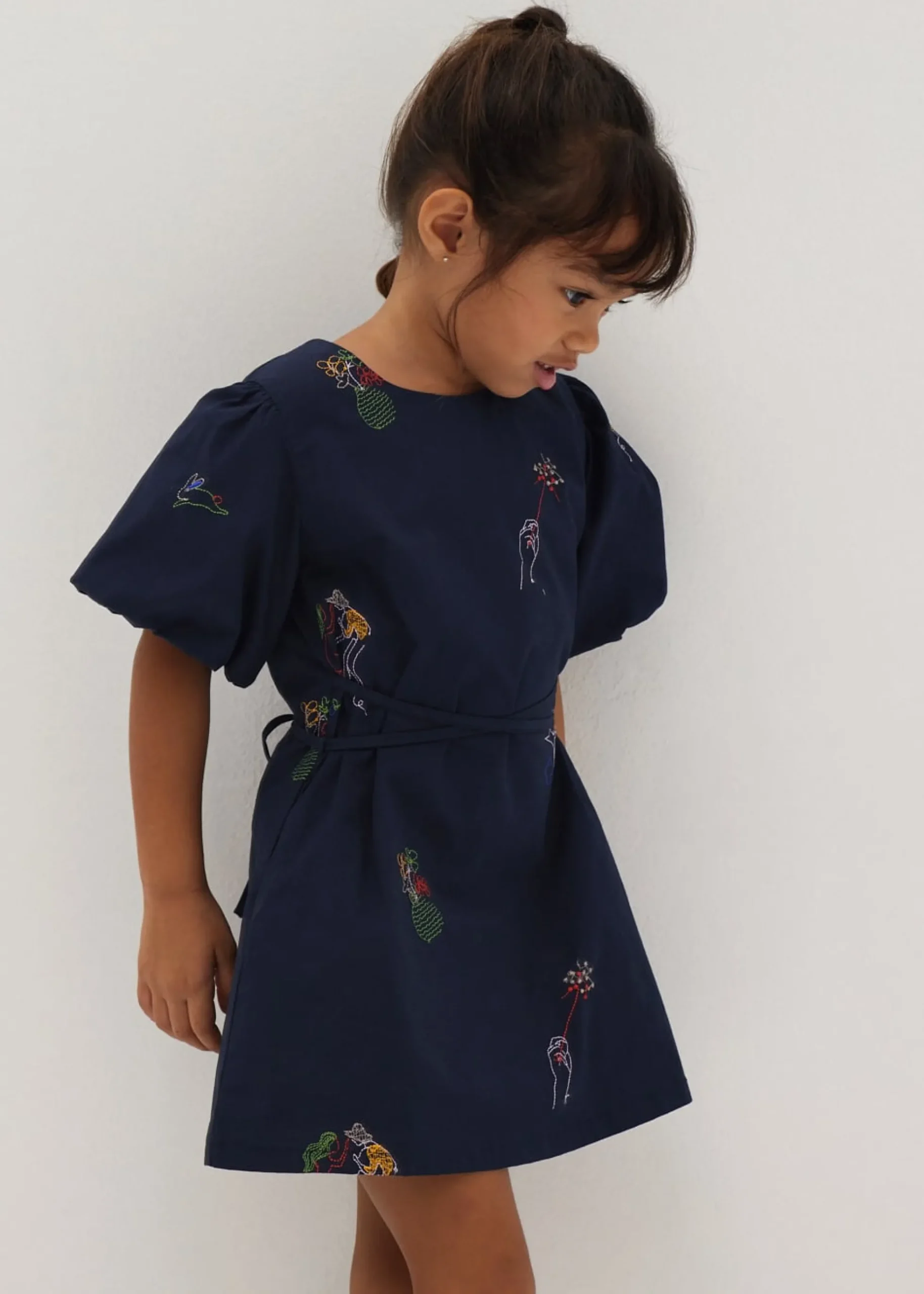Tiana Embroidered Shift Dress in Humble Abode