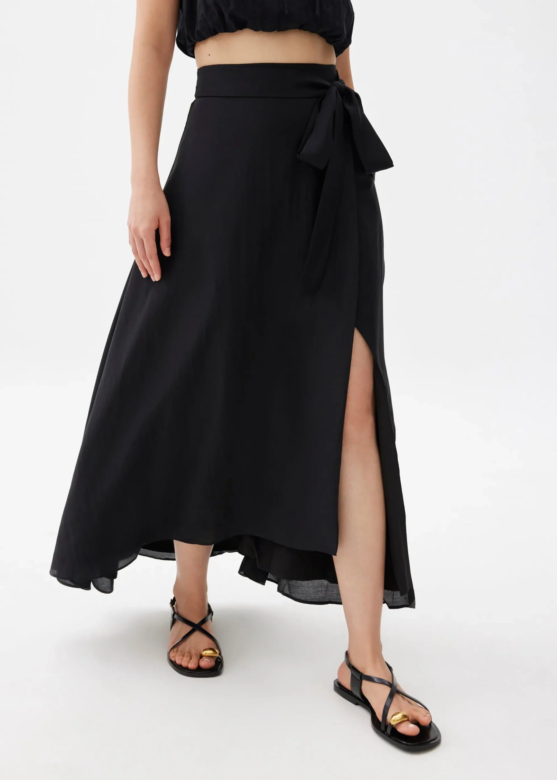 Tie Flare Maxi Skirt