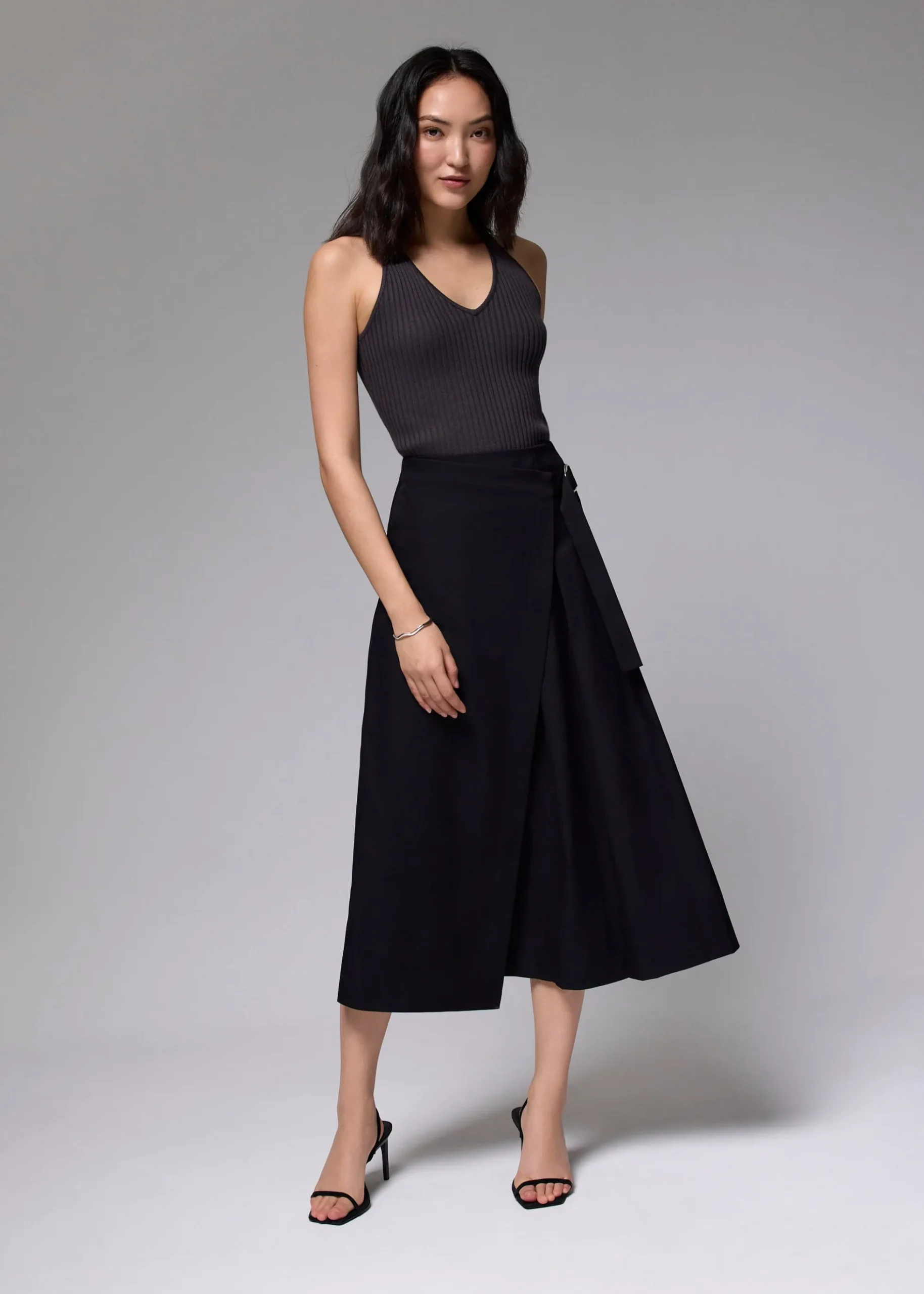 Tie Front Wrap Midi Skirt