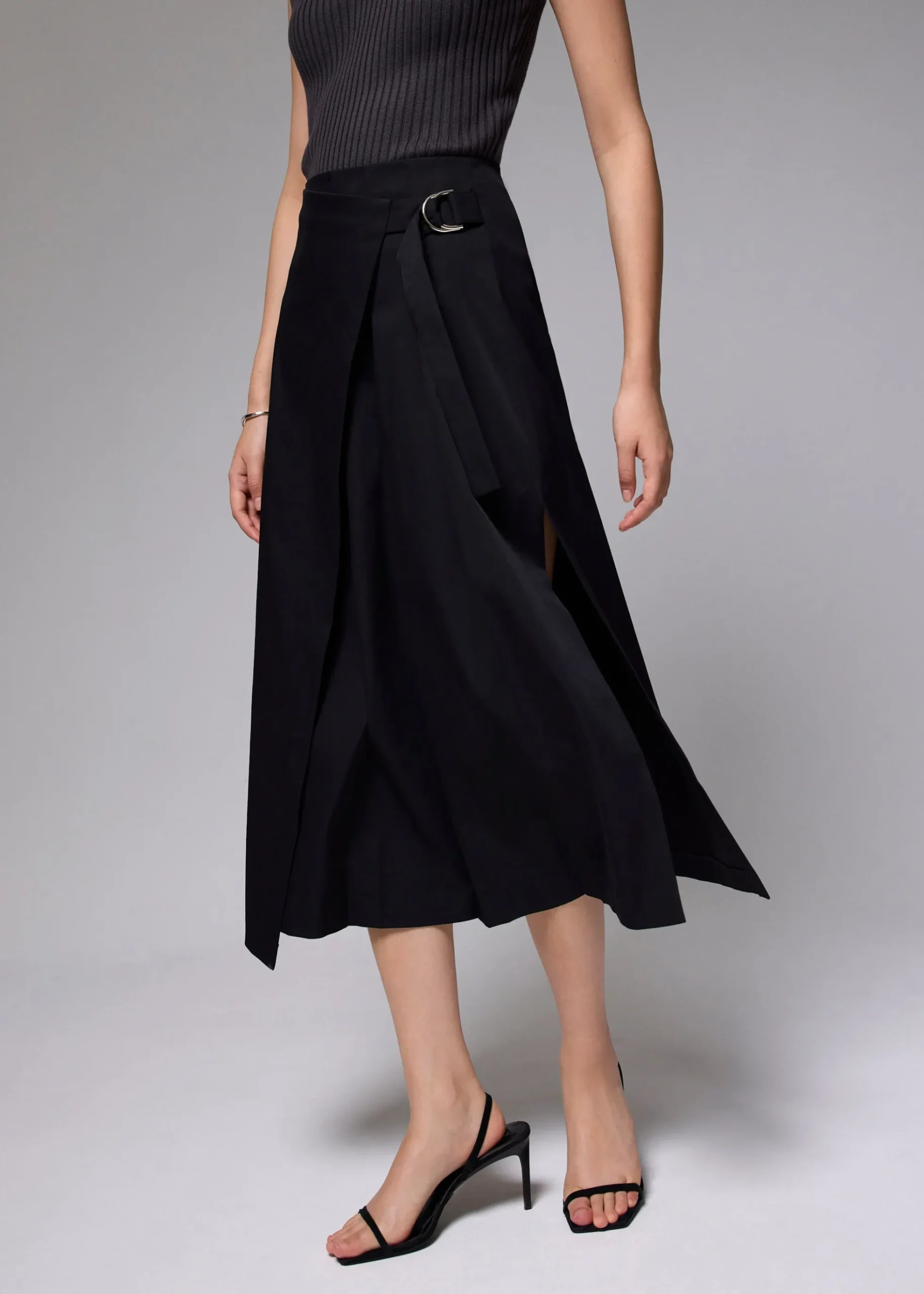 Tie Front Wrap Midi Skirt