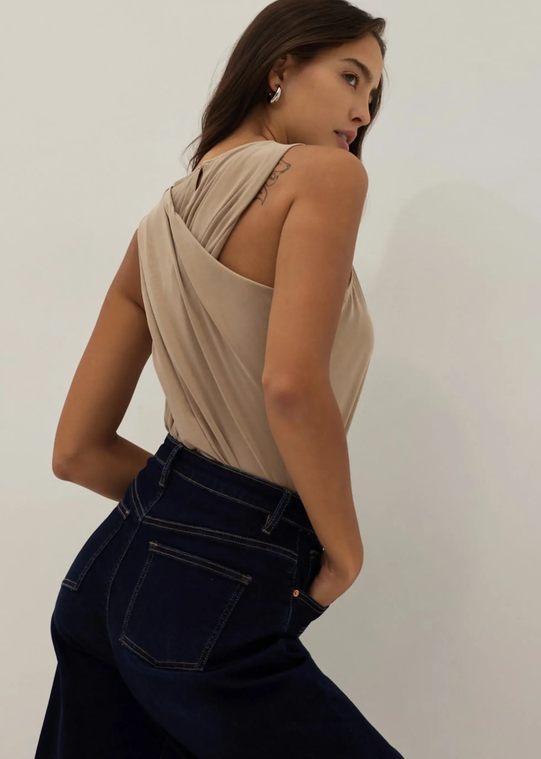 Tinsley Cupro Drape Back Tank
