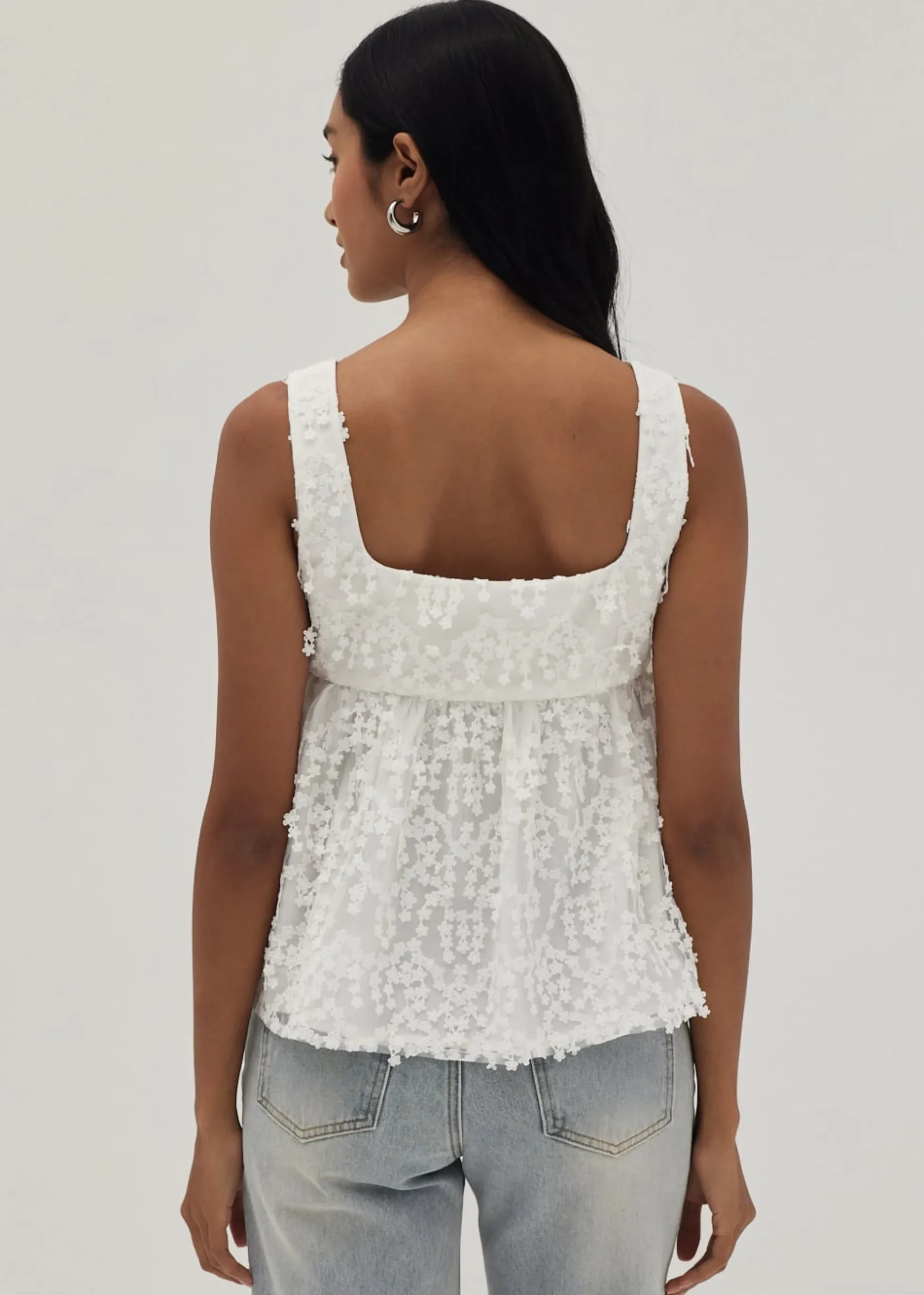 Tori Jacquard Square Neck Peplum Top