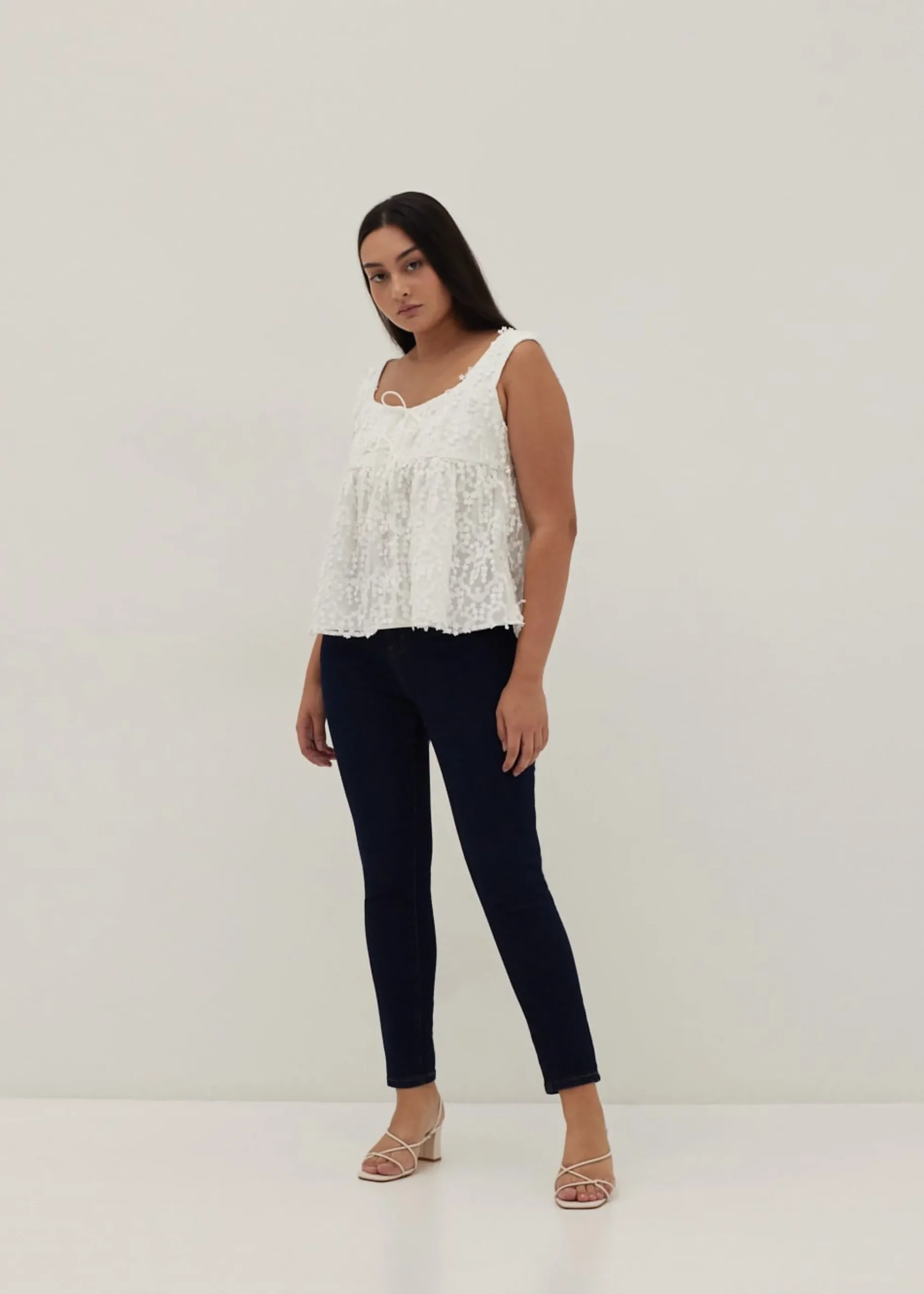Tori Jacquard Square Neck Peplum Top