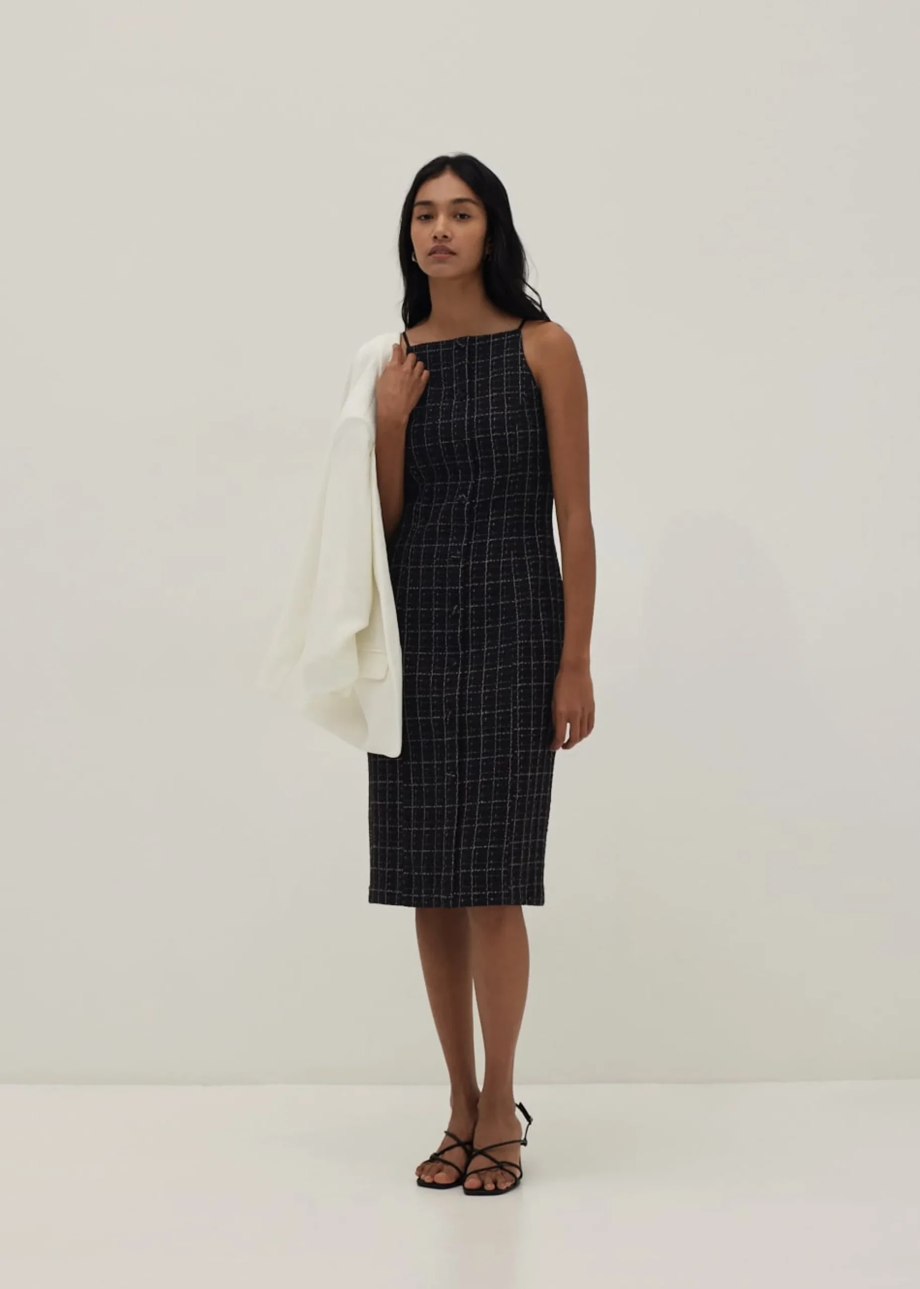 Trinity Tweed Halter Column Dress