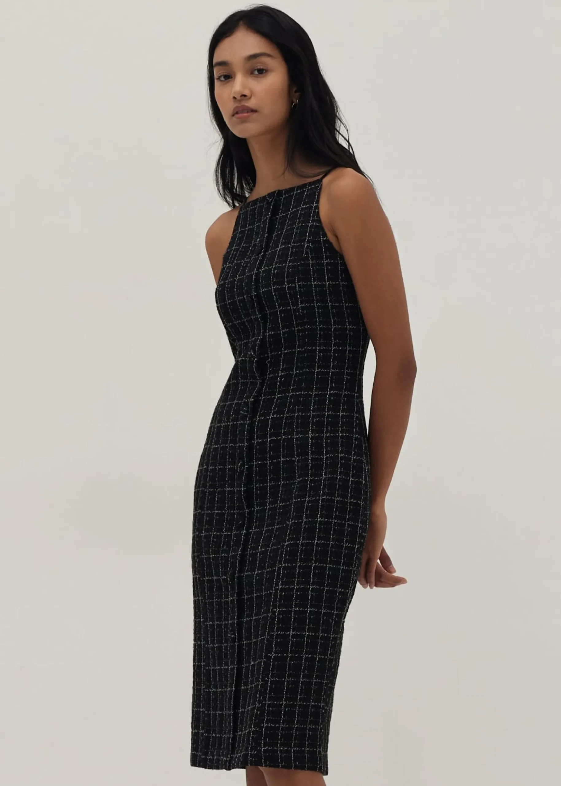 Trinity Tweed Halter Column Dress