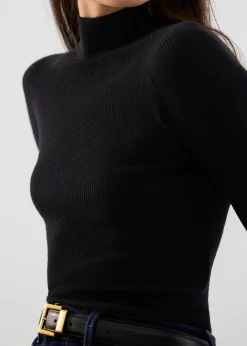 Turtle Neck Flare Sleeve Knit Top
