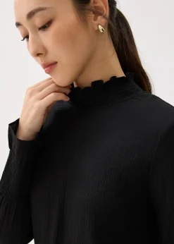 Turtle Neck Ruffle Long Sleeve Top