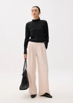 Turtle Neck Ruffle Long Sleeve Top
