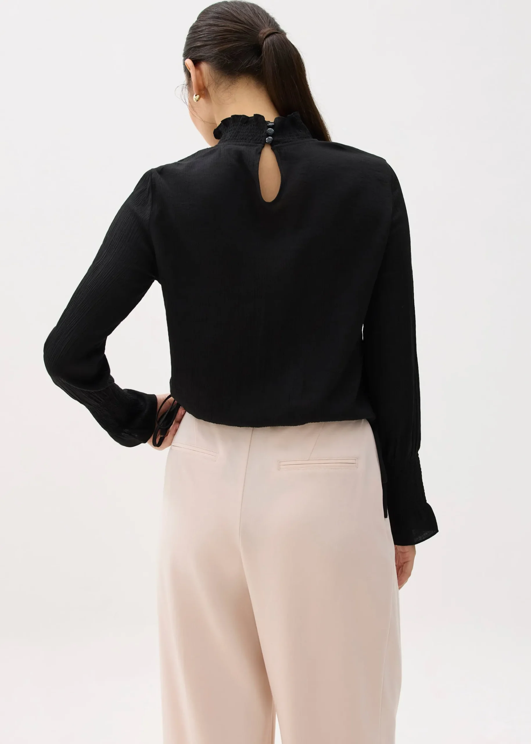 Turtle Neck Ruffle Long Sleeve Top