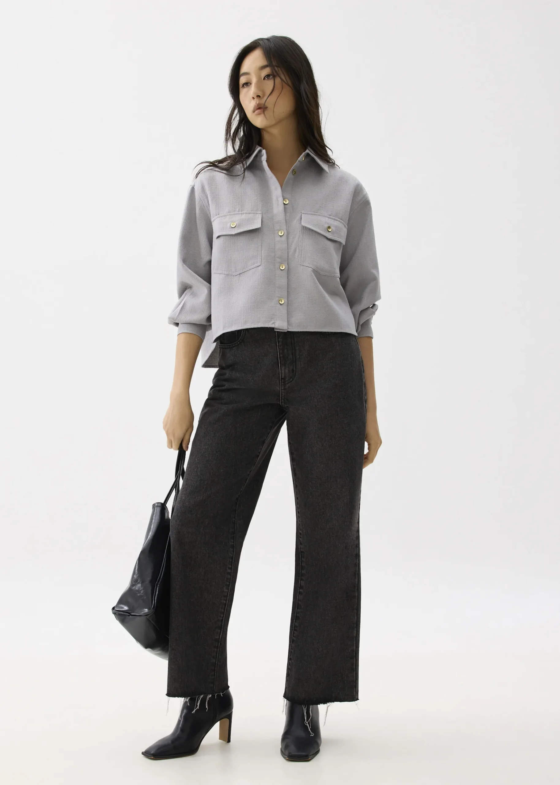 Tweed Boxy Crop Shirt