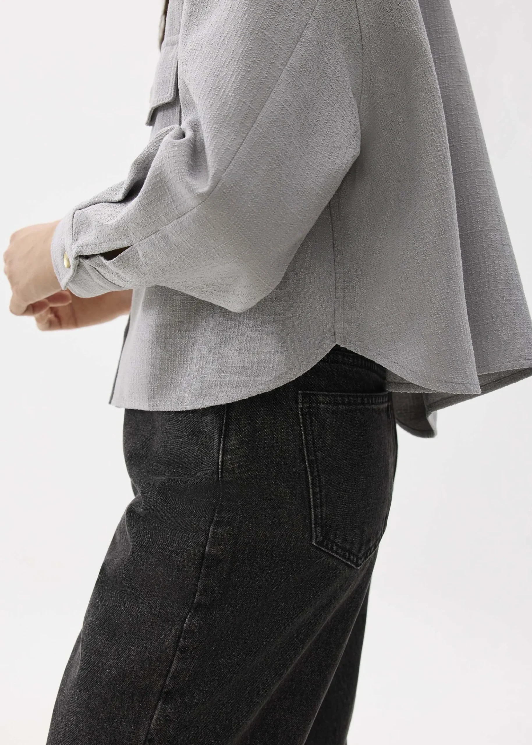 Tweed Boxy Crop Shirt
