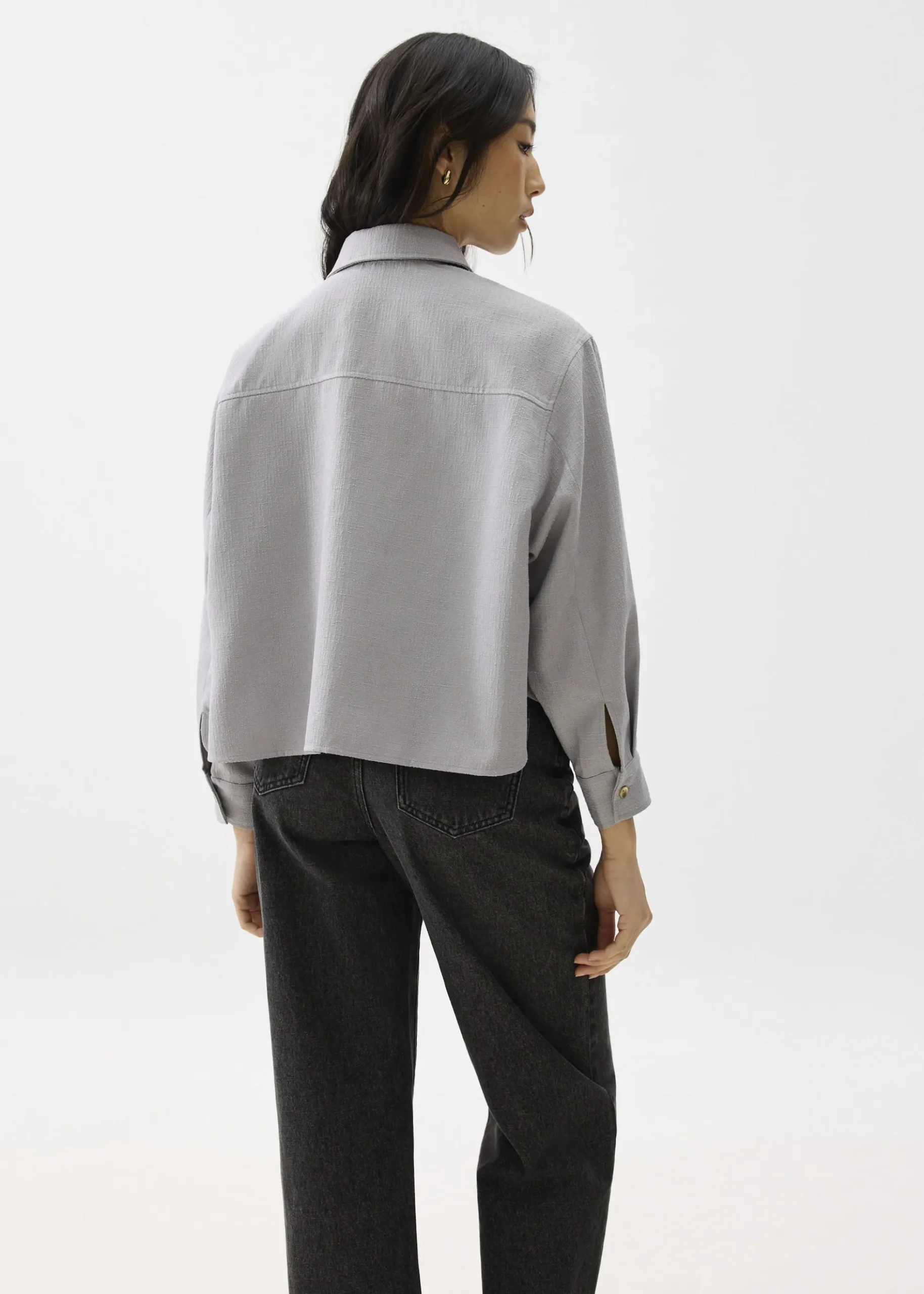 Tweed Boxy Crop Shirt