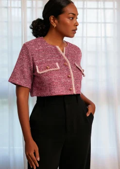 Tweed Boxy Cropped Top