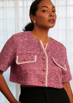 Tweed Boxy Cropped Top