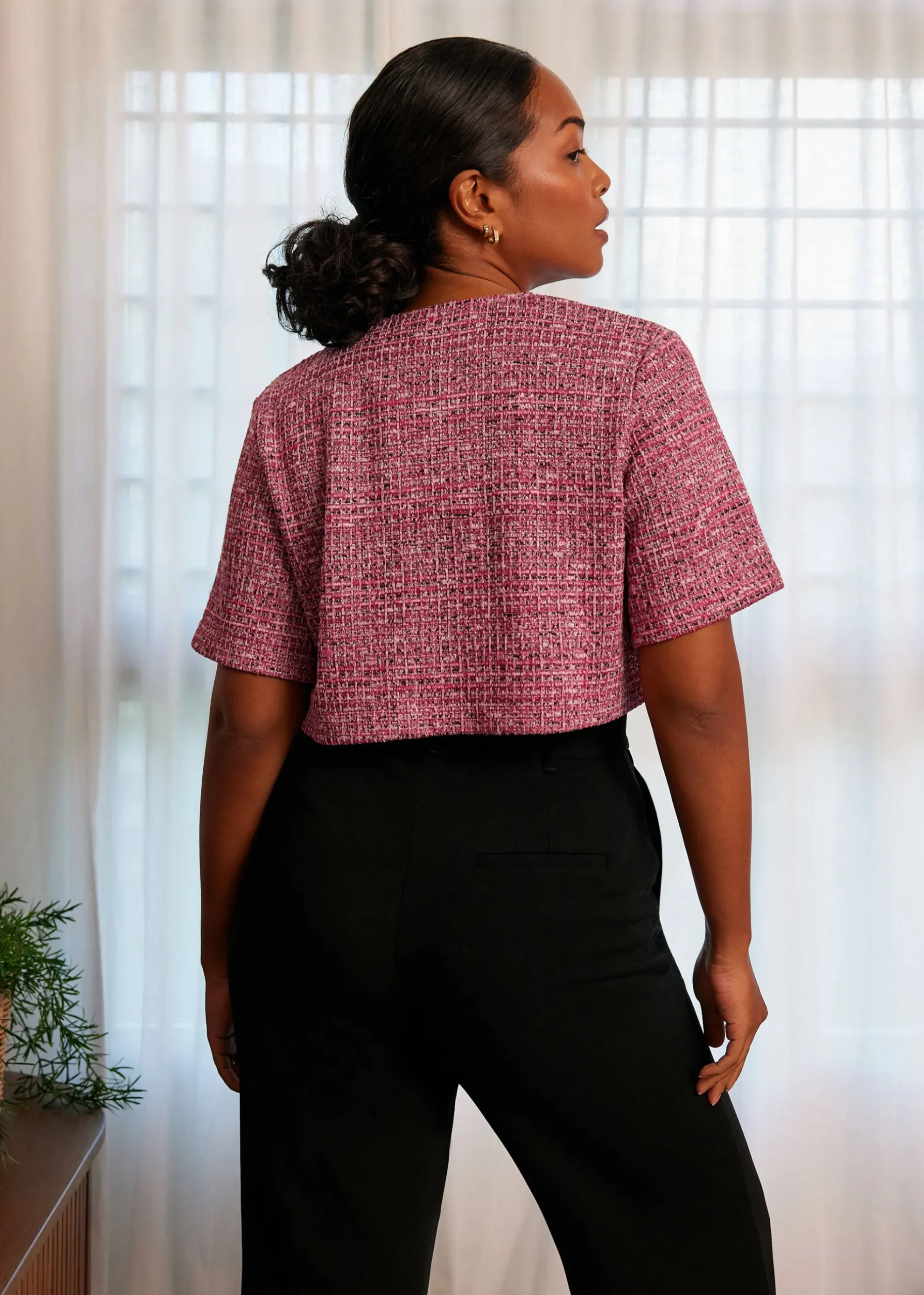 Tweed Boxy Cropped Top