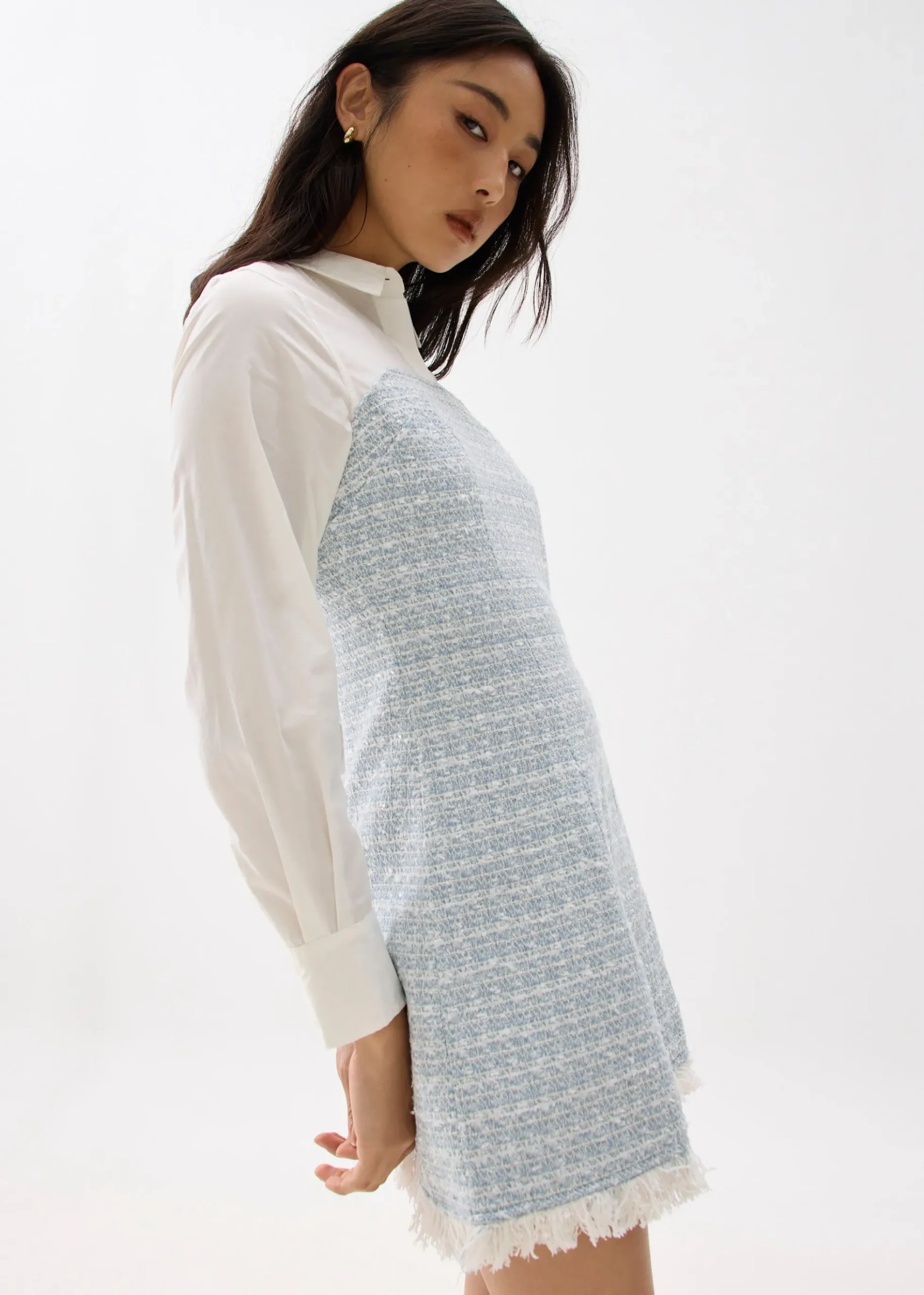 Tweed Cotton A-line Mini Dress