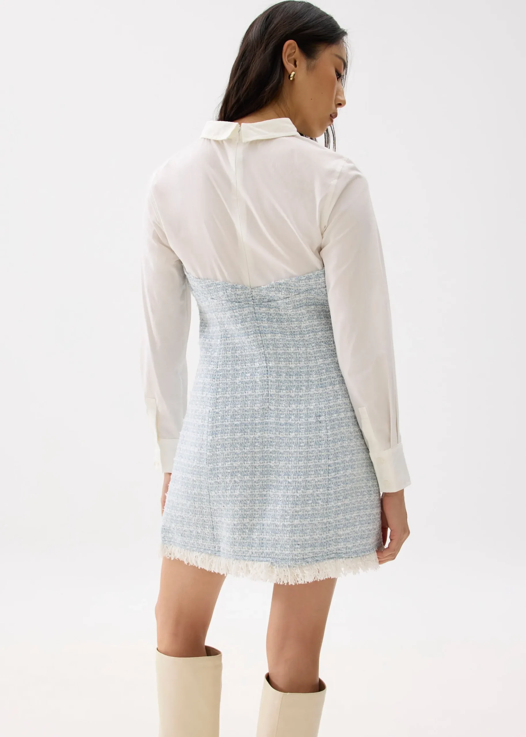 Tweed Cotton A-line Mini Dress