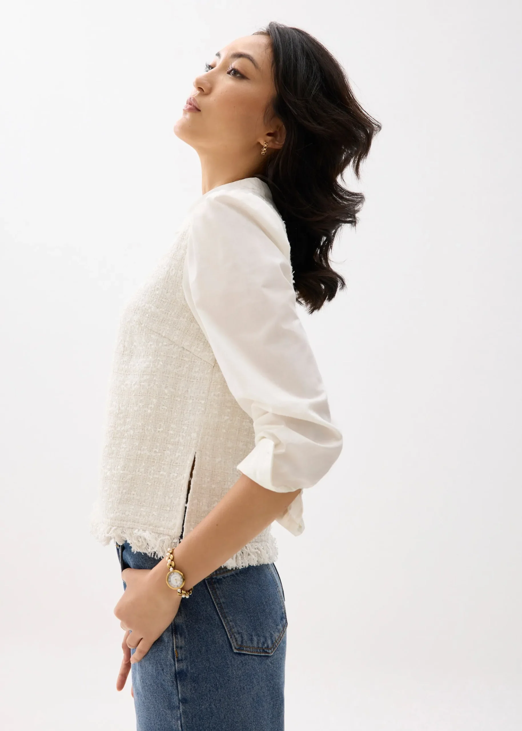 Tweed Cotton Collared Shirt
