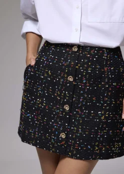 Tweed High Waist A-line Mini Skirt
