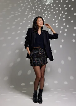 Tweed High Waist A-line Mini Skirt