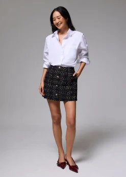 Tweed High Waist A-line Mini Skirt