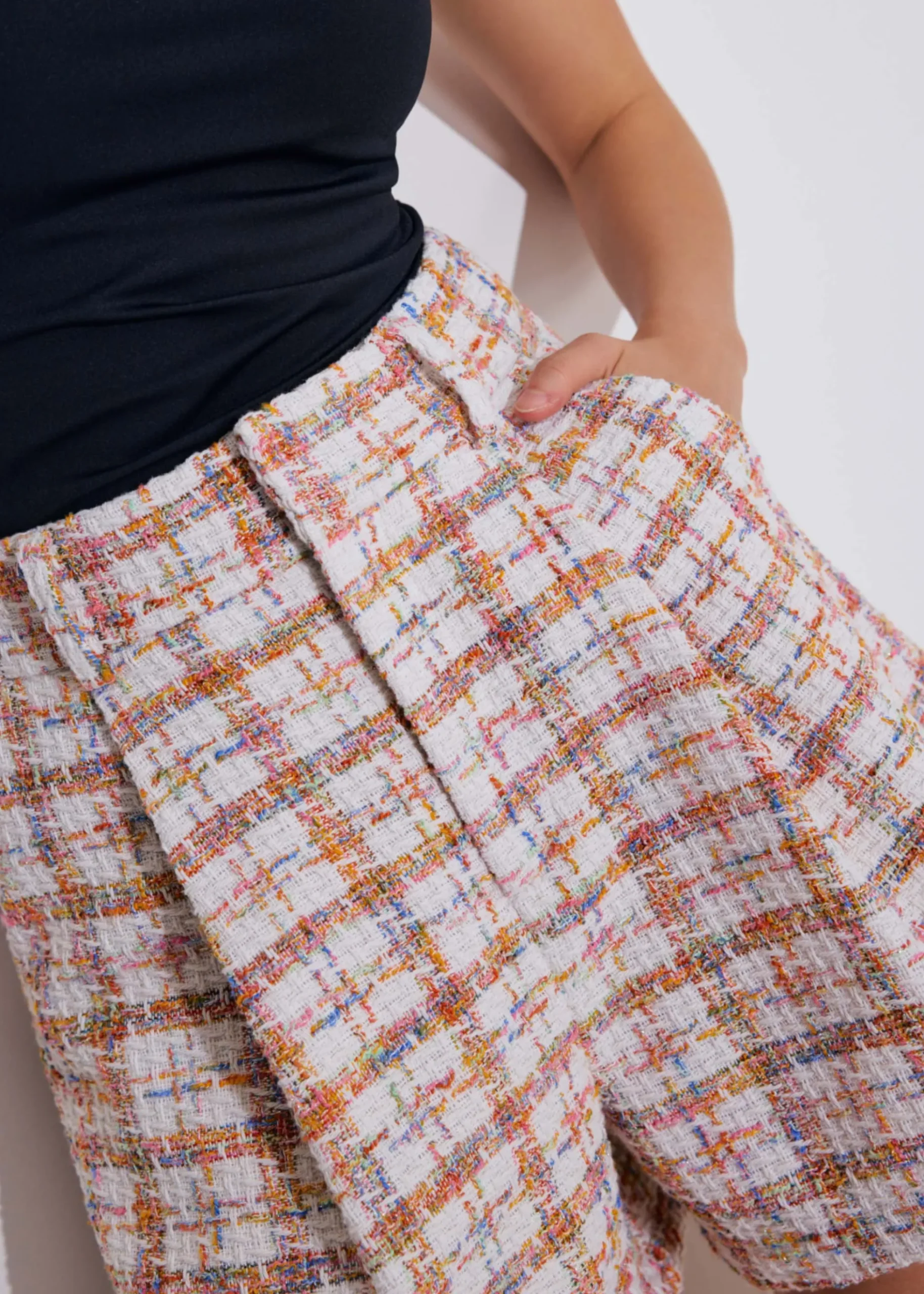 Tweed High Waist A-Line Shorts