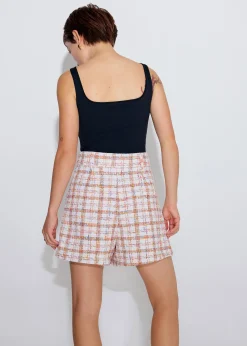 Tweed High Waist A-Line Shorts