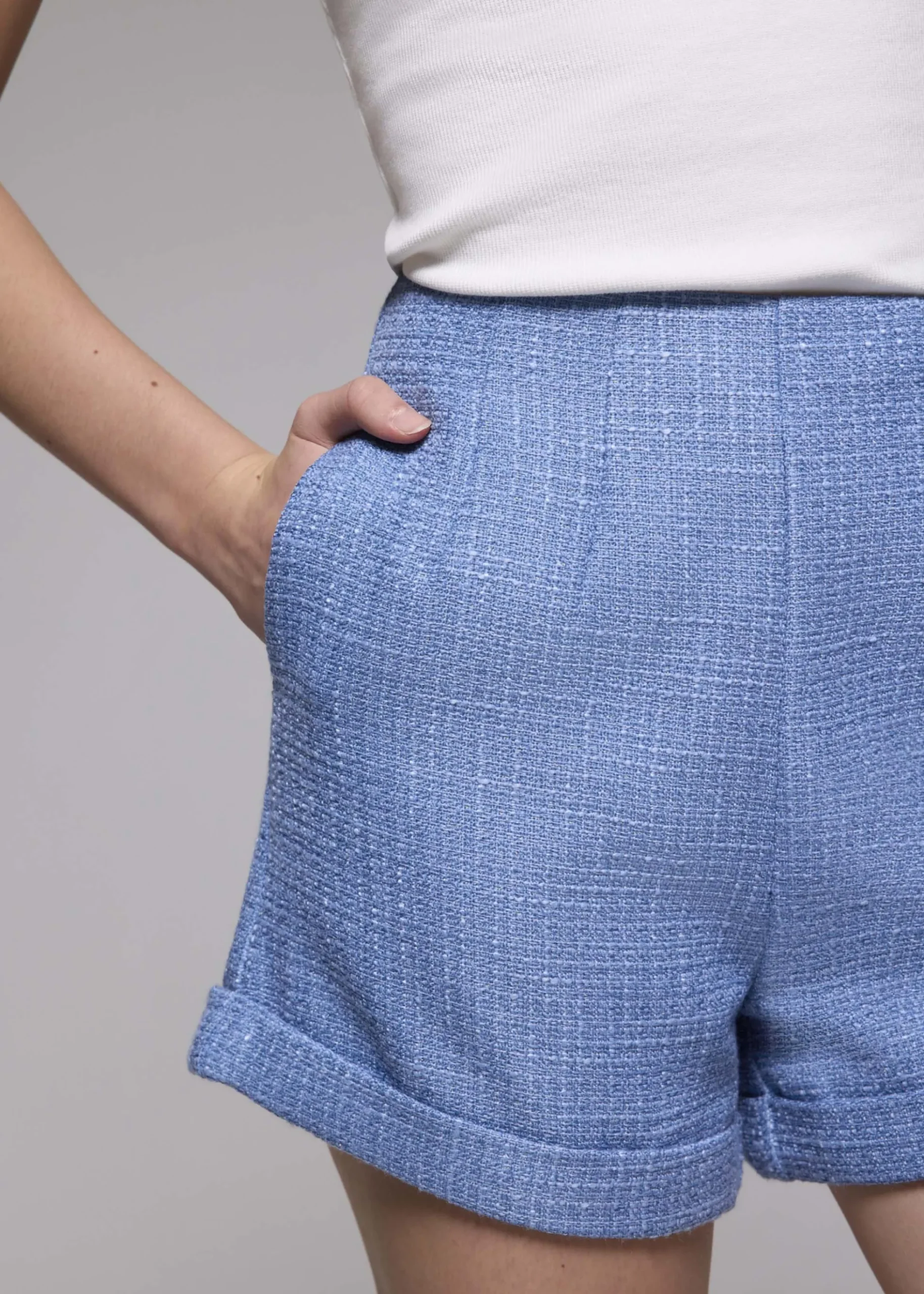 Tweed High Waist A-line Shorts