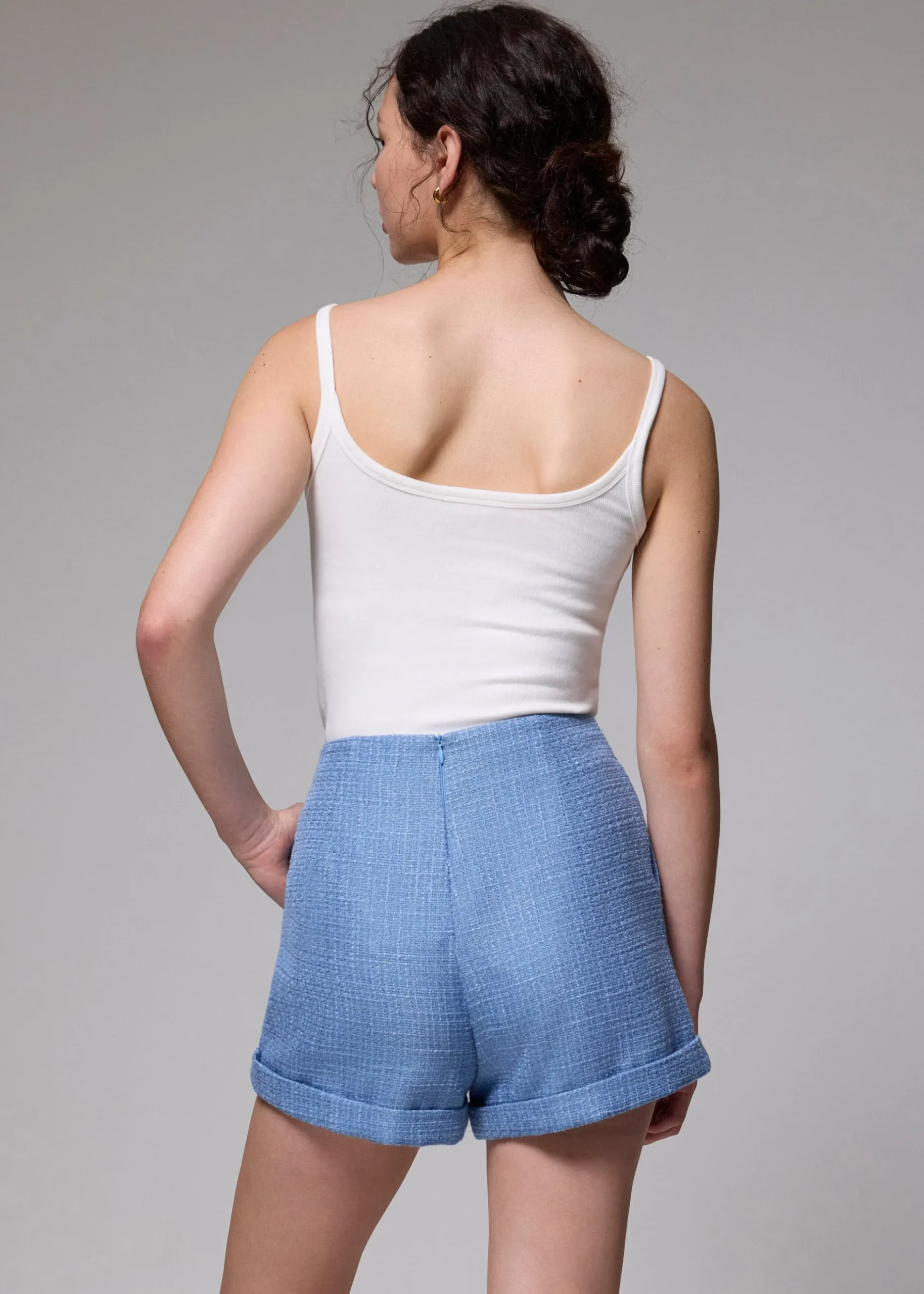 Tweed High Waist A-line Shorts