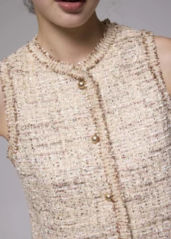 Tweed Round Neck Crop Vest