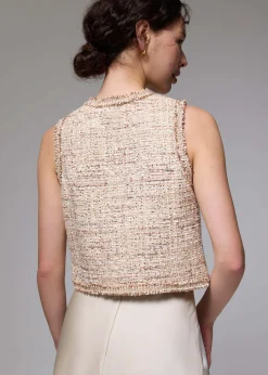 Tweed Round Neck Crop Vest