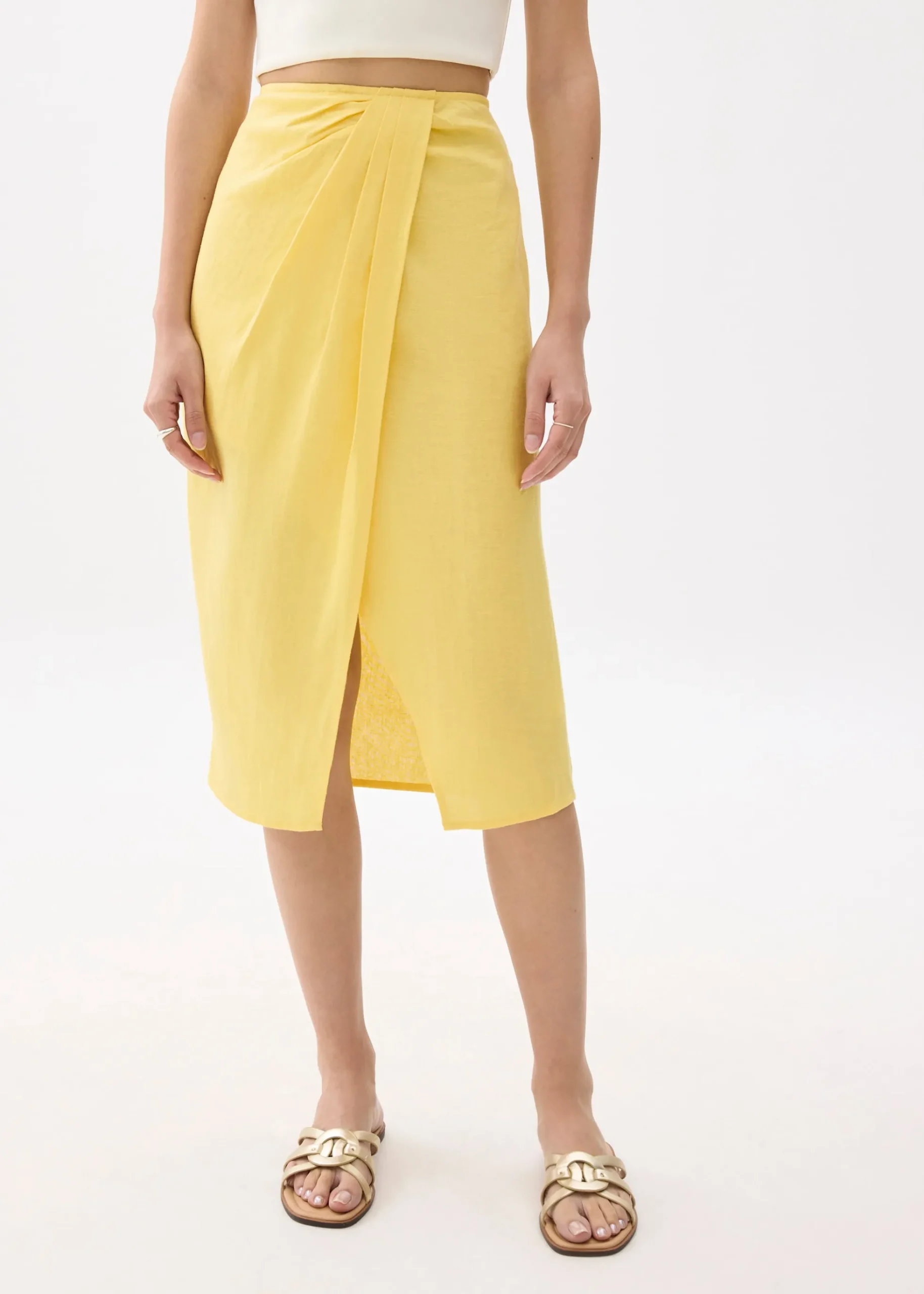 Upcycled High Waist Pencil Midi Skirt