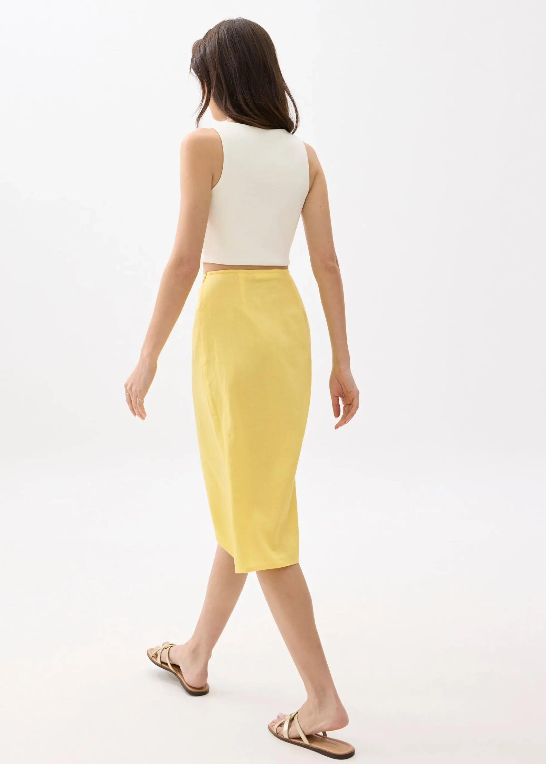 Upcycled High Waist Pencil Midi Skirt
